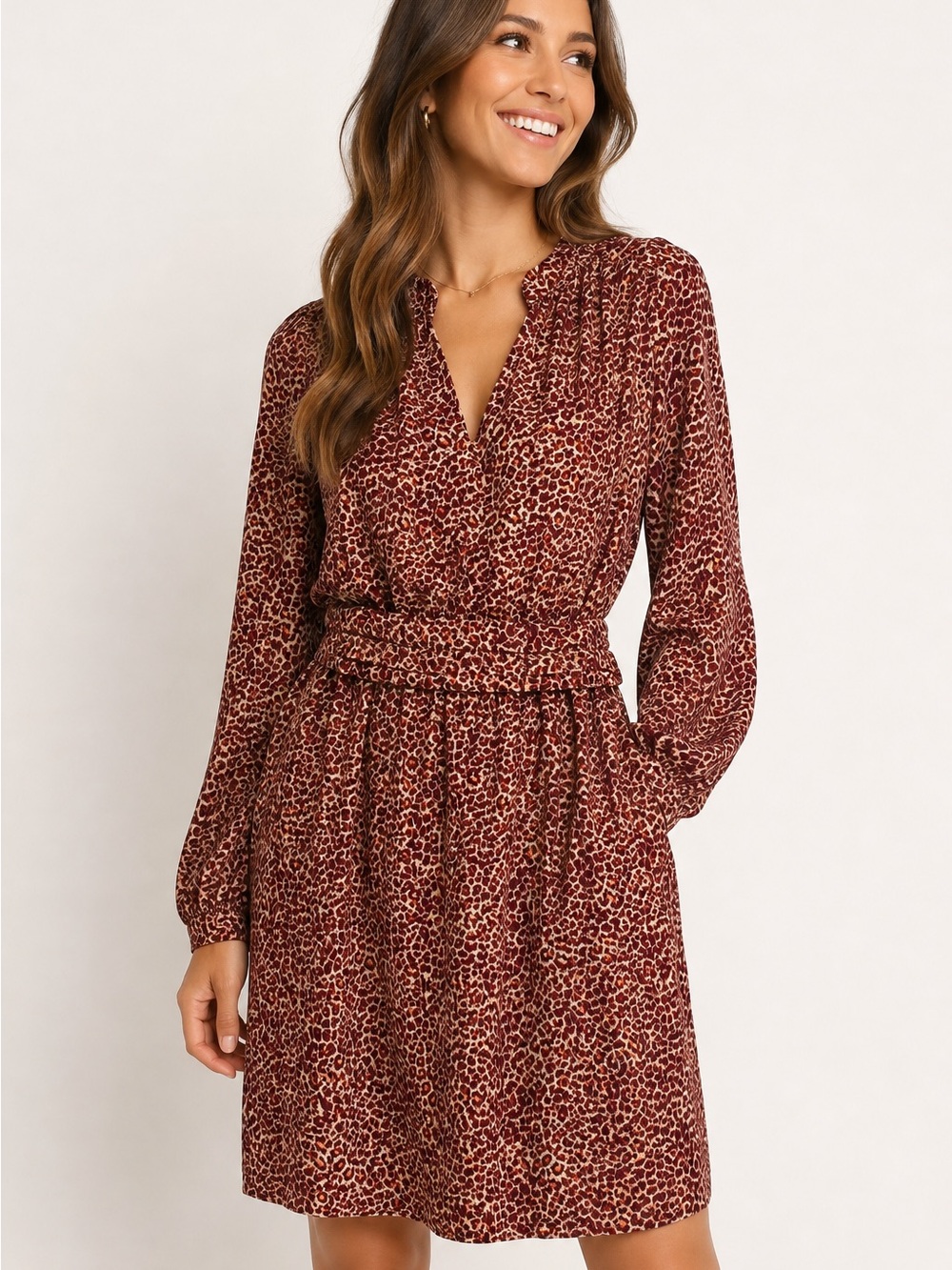H&M Animal Print Long Sleeve Dress – Size 10